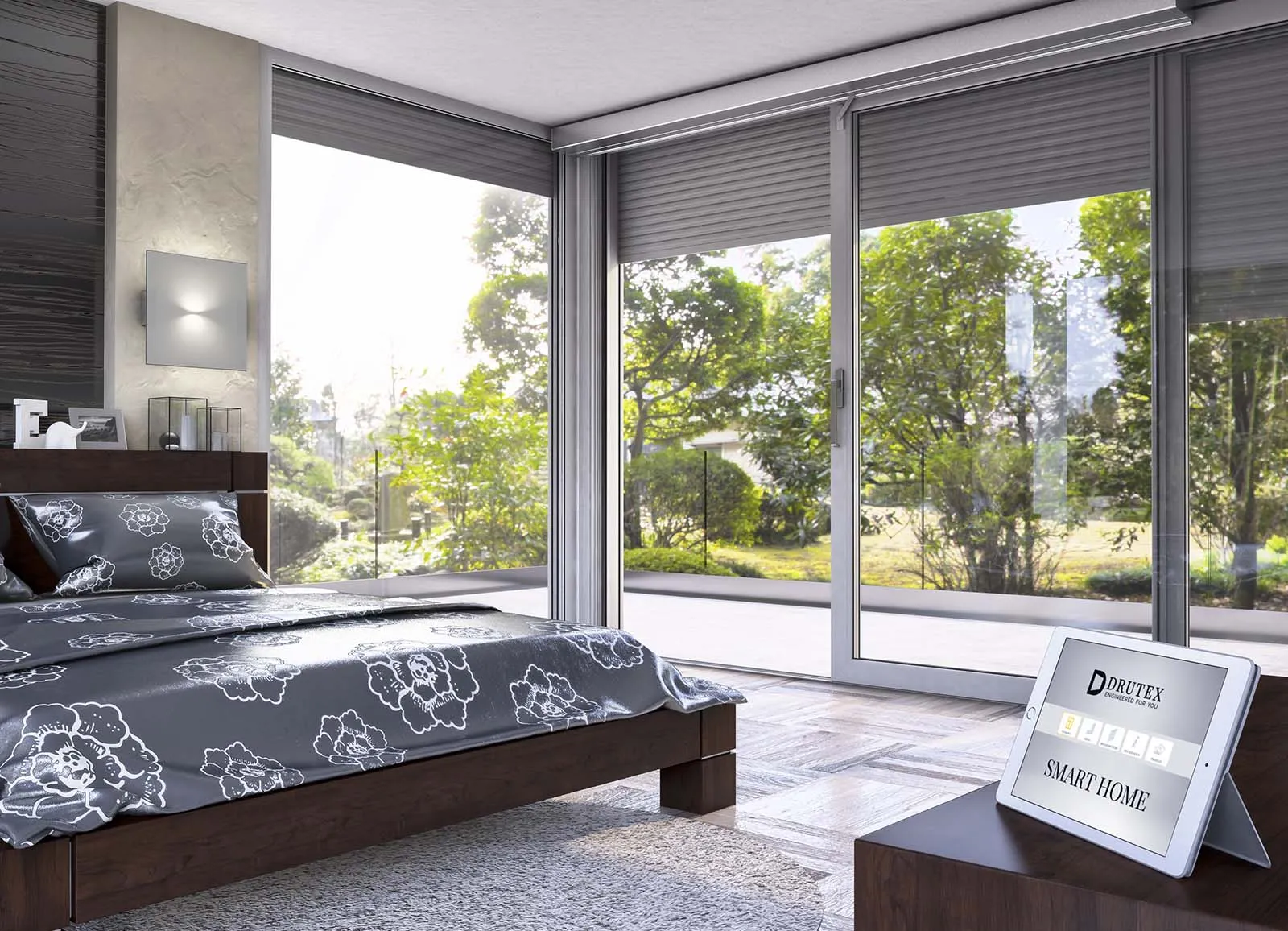 Smart Home Schlafzimmer mit automatisierten DRUTEX Rollläden